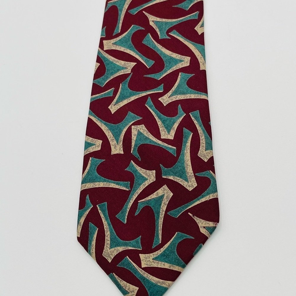 Ungaro 100% Silk Men's Tie with A Multi Color Geometric Pattern Made In Italy